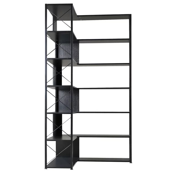 7-Tier L-Shaped Corner Bookcase with Metal Frame Y89596