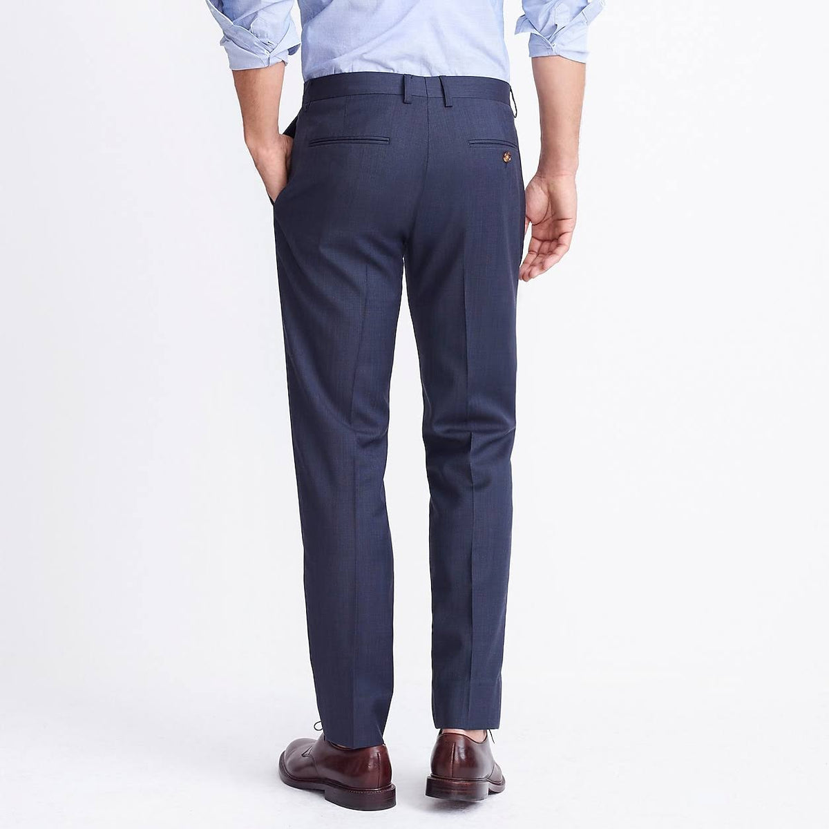 Navy Blue Slim Worsted Wool Suit Pant V34960