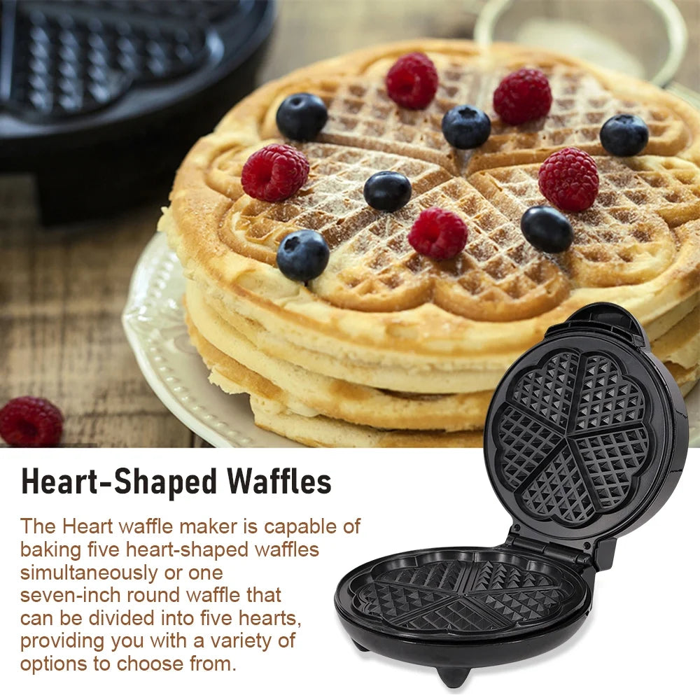 Black Non Stick Heart Waffle Iron Y354171