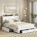 Faux Leather Upholstered Queen Bed Frame with Storage Headboard A13116