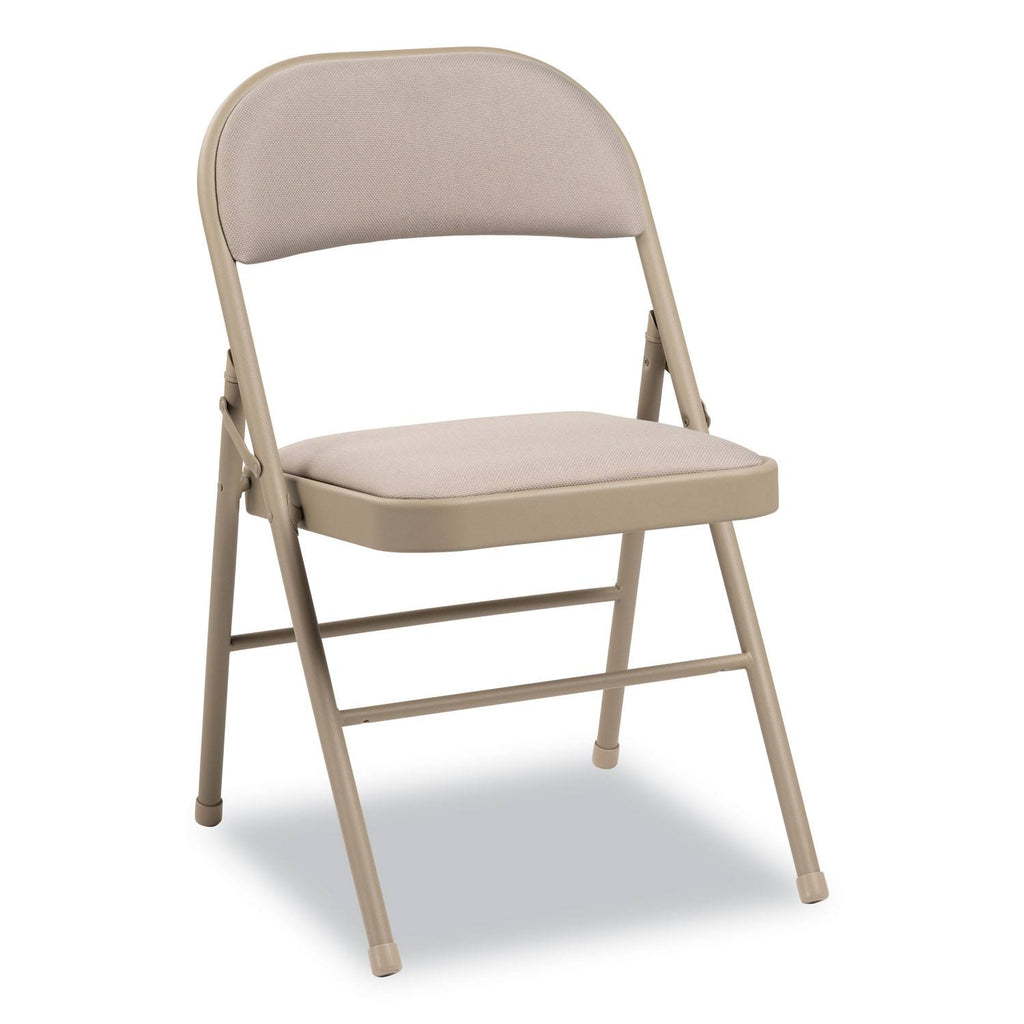 Steel Folding Chair with Fabric Back and Seat, Tan, 4/Carton C26008