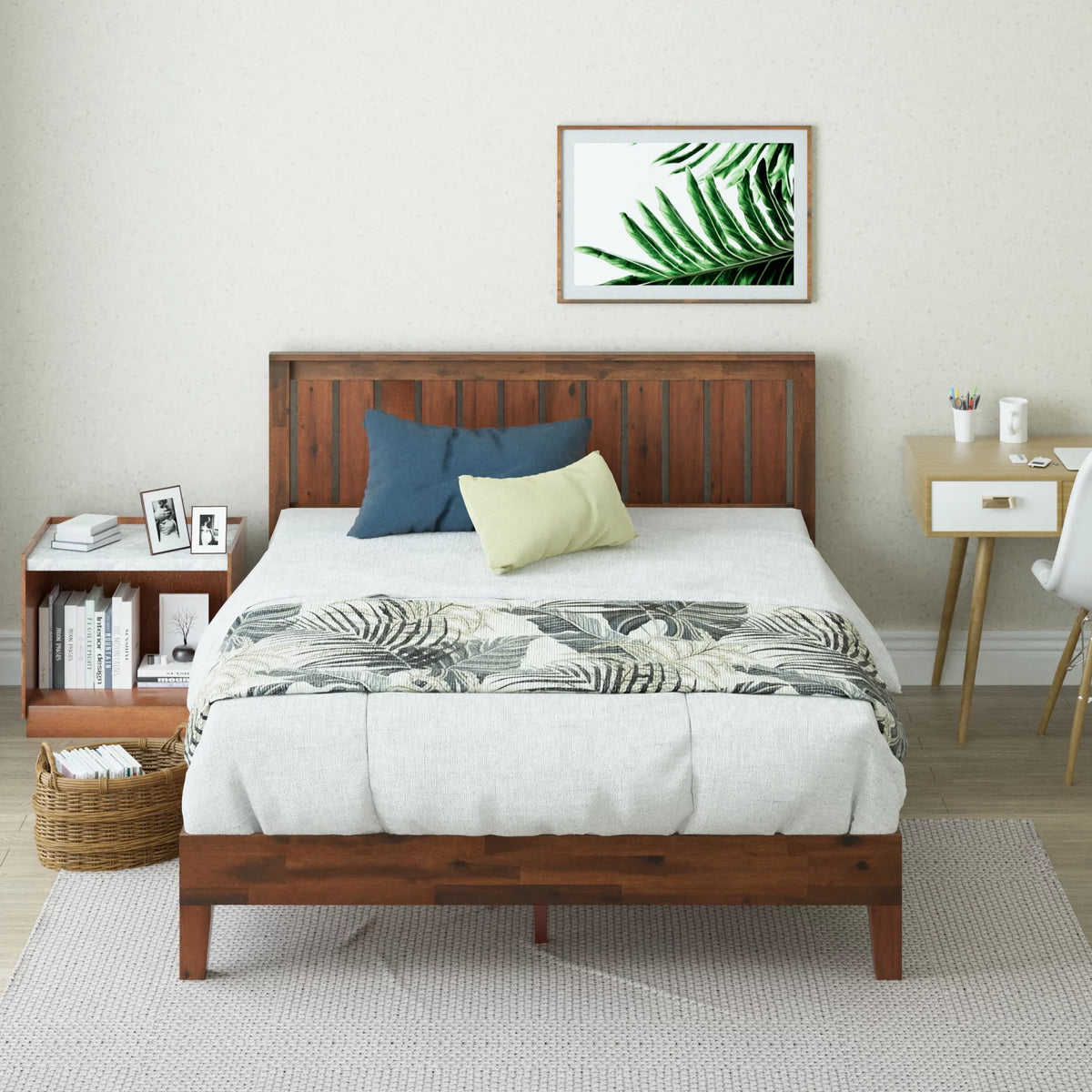 Queen Wood Platform Bed Frame with Headboard X864