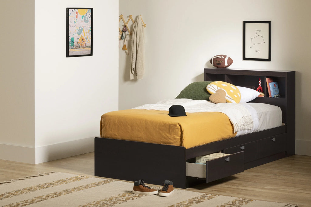 Twin 3 Drawer Storage Bed with Bookcase Headboard R7937