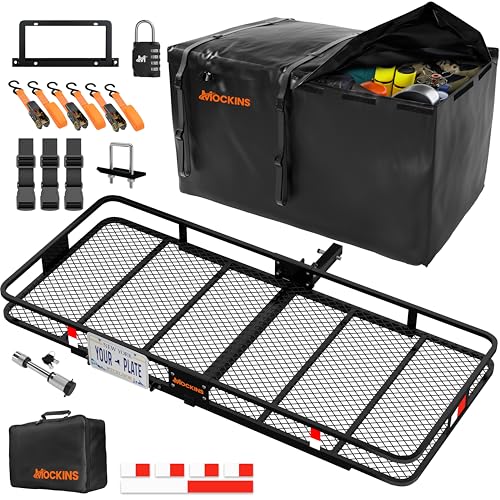 70"x30"x6" Folding Trailer Hitch Cargo Carrier Set with 40 Cu Ft Waterproof Storage Bag K958315
