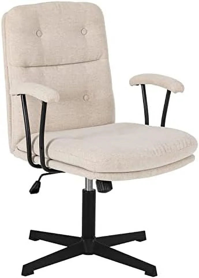 Linen Comfy Swivel Chair with Removable Padded Armrests E794