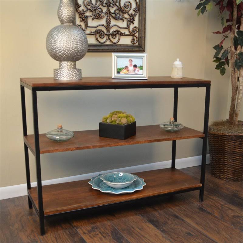 Chestnut Metal Frame Console Table F60770