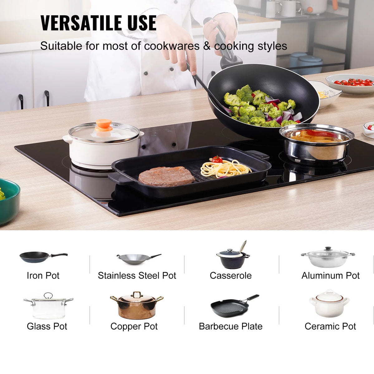 8600W Built-in Electric Ceramic Cooktop 5 Burners P974
