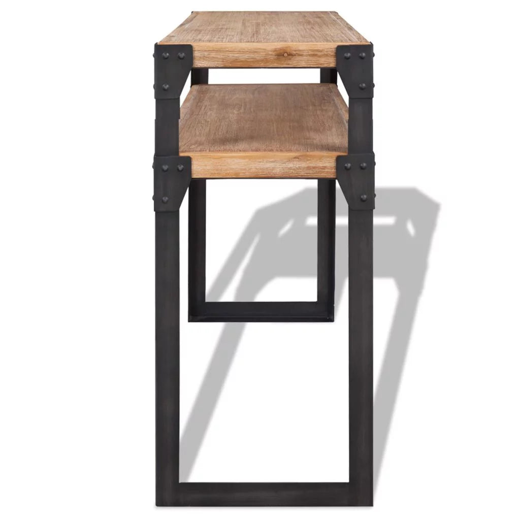 Acacia Wood Console Table with Storage Shelf Steel Legs U49564