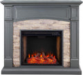 Faux Stacked Stone Electric Fireplace J308