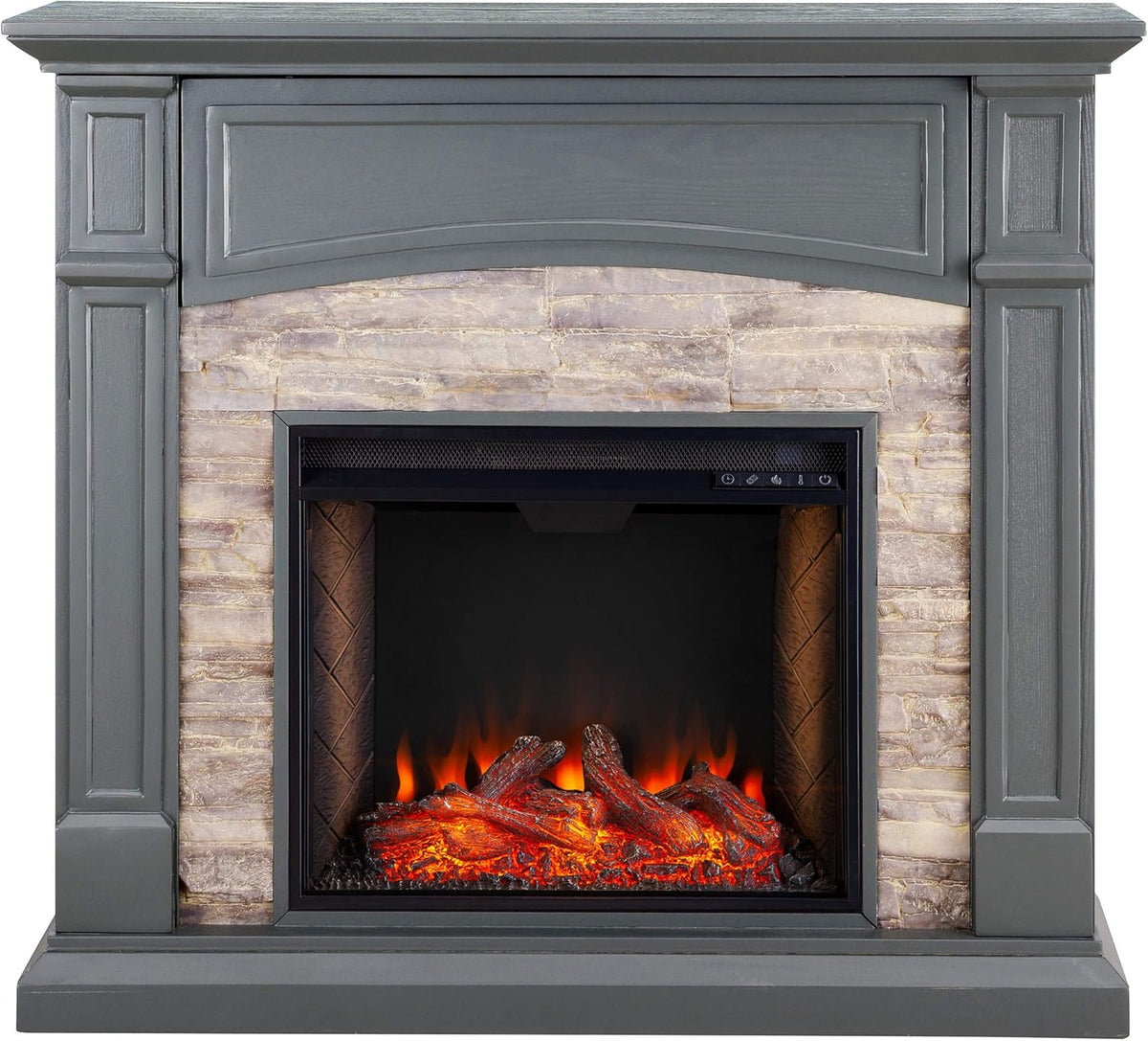 Faux Stacked Stone Electric Fireplace J308
