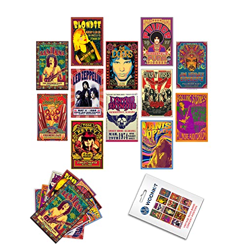 Vintage Rock Band Posters 12 Set 7.8X11.8 Inch S224