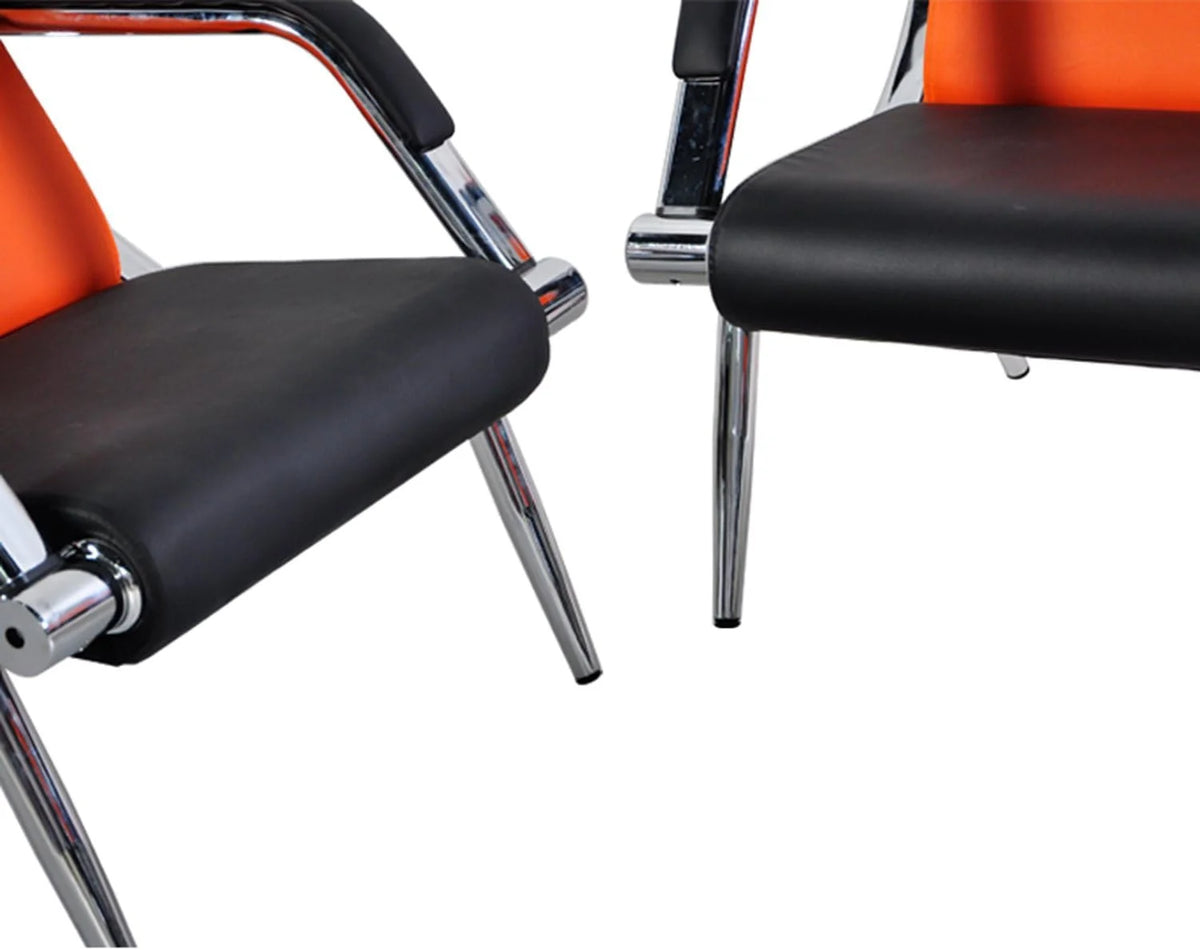 Orange And Black PU Leather Reception Chair T286