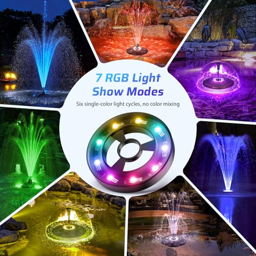 40W 660GPH Floating Pond Fountain with LED Lights and 3 Modes Spray M634