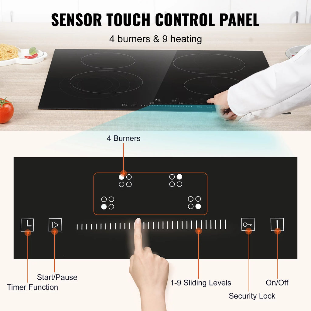 8600W Built-in Electric Ceramic Cooktop 5 Burners P974