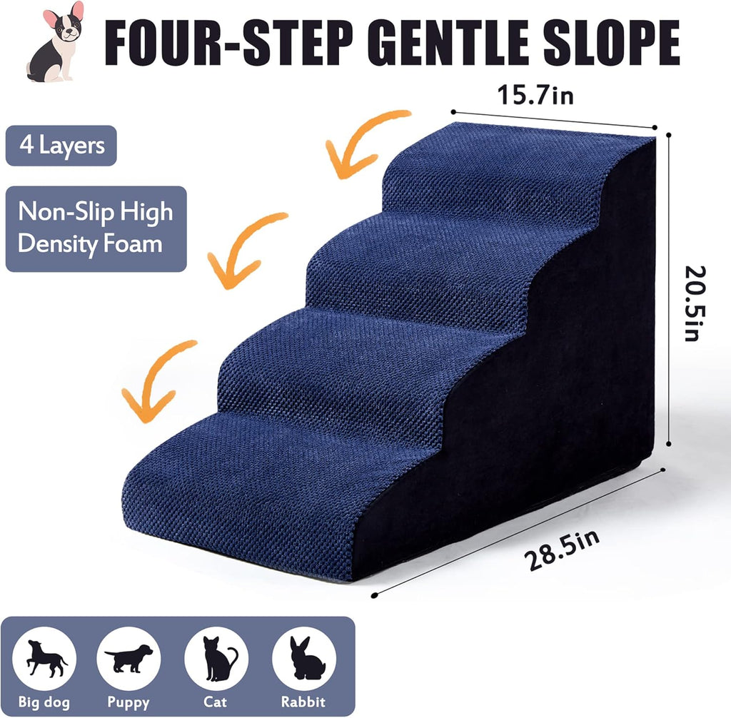 Navy Blue 4 Tiers Foam Dog Stairs H83224