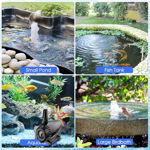 40W 660GPH Floating Pond Fountain with LED Lights and 3 Modes Spray M634