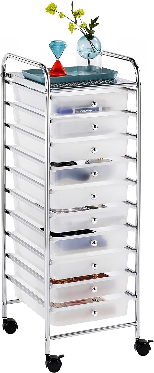 Black 10 Drawer Rolling Plastic Storage Cart, Pack of 2 F59959