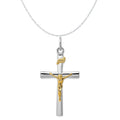 18K Gold Rhodium-Plated Sterling Silver Crucifix Charm Pendant with Sterling Silver Cable Chain Necklace 18'' D3882