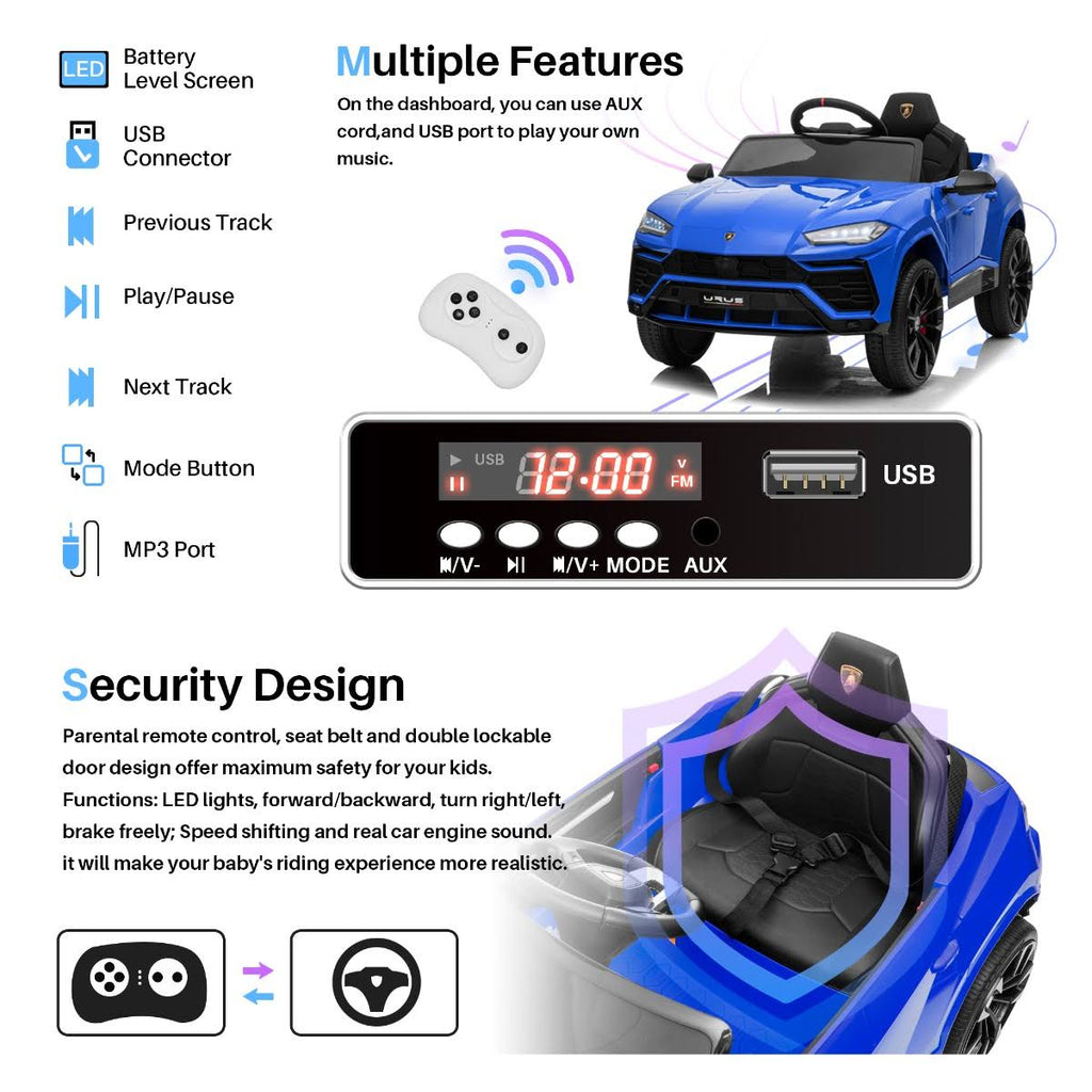 12V 7Ah Licensed Lamborghini Urus Kids Ride on Car Electric Vehicle with Remote Control K935