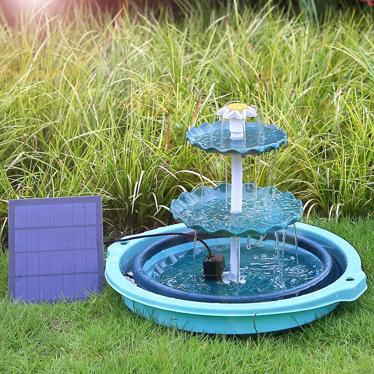 3 Tiered Bird Bath with 3.5W Solar Pump Z4731