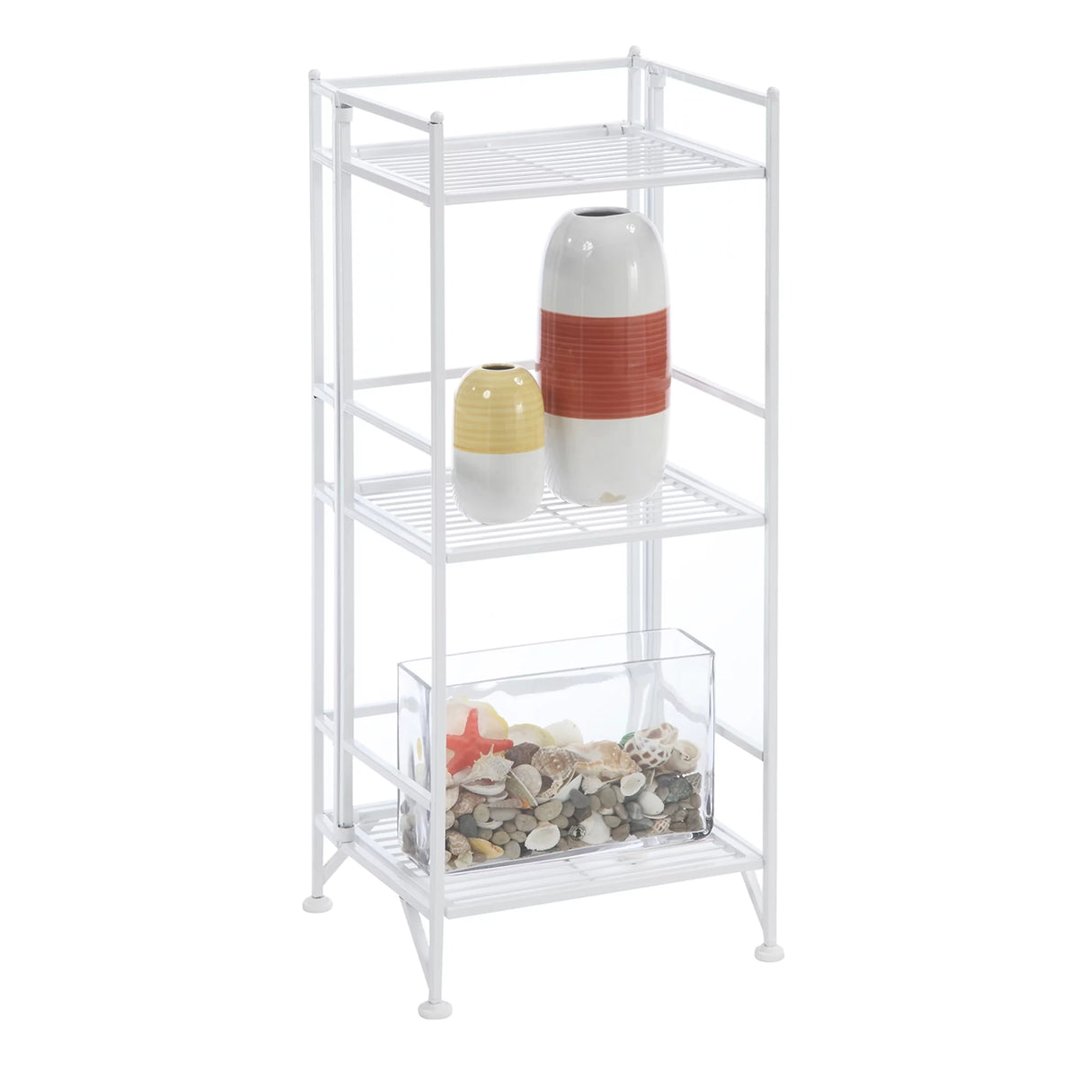 3 Tier White Folding Metal Shelf Q2090