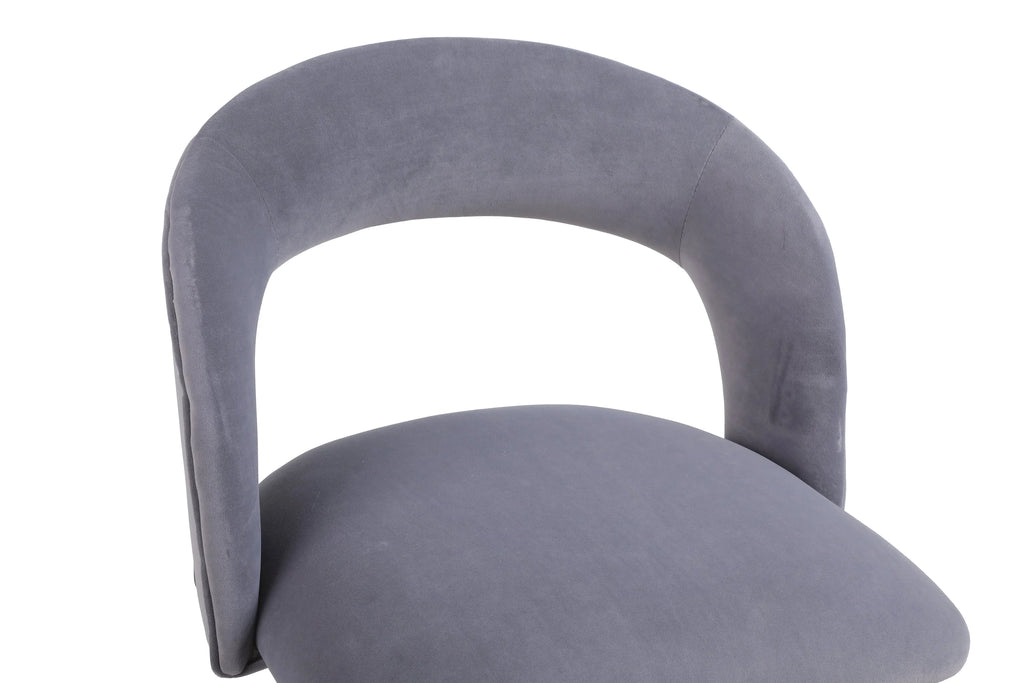Gray Velvet Swivel Bar Stool Set of 2 Q140