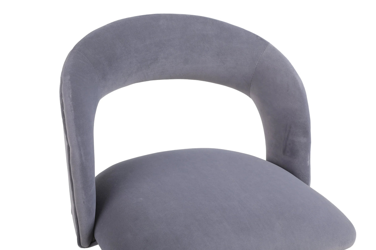 Gray Velvet Swivel Bar Stool Set of 2 Q140