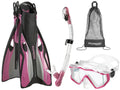 Snorkel Mask with Adjustable Flipper Fins and Dry Snorkel Set Travel Bag A396168