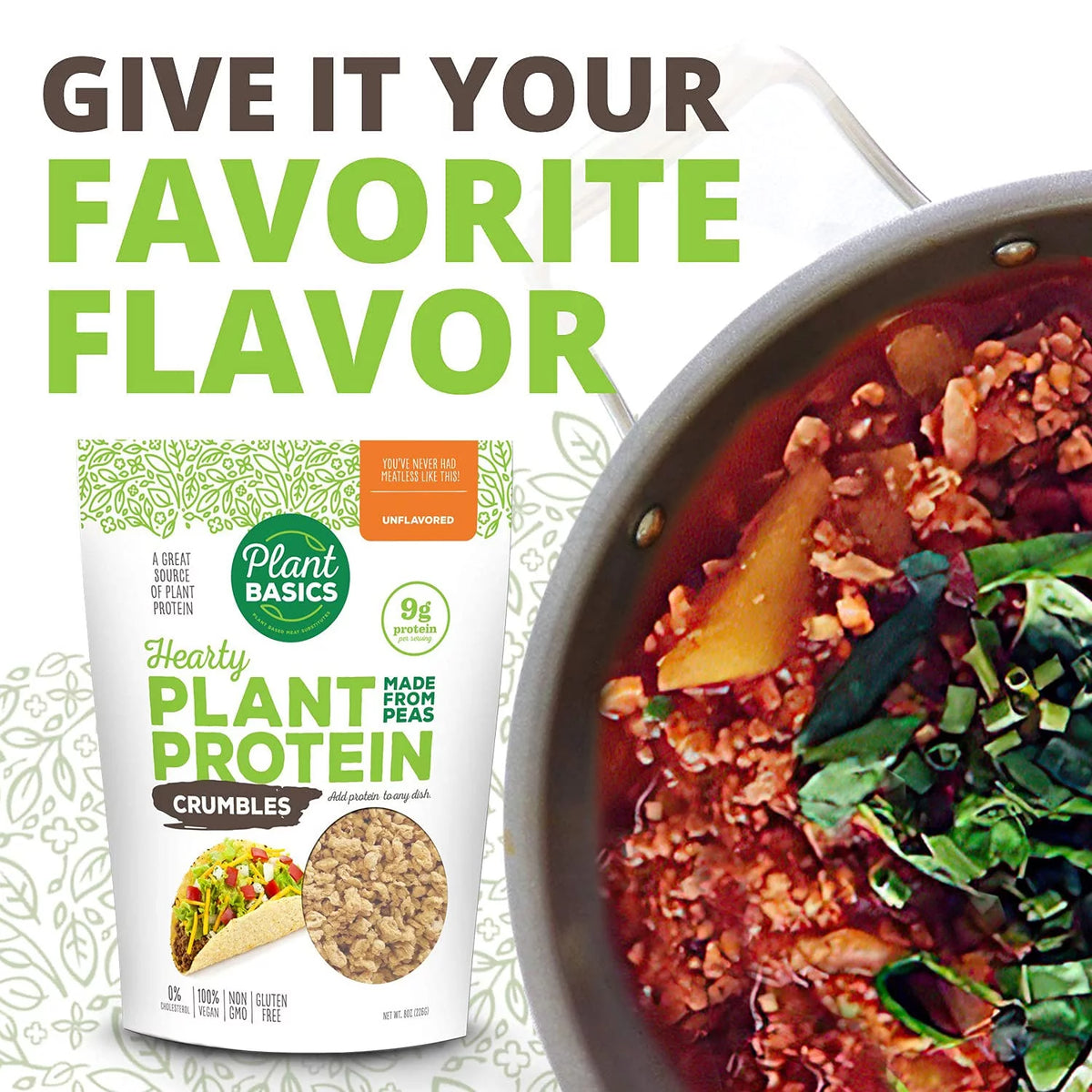 Unflavored Plant Protein Crumbles, 8 oz (Pack of 6) B394