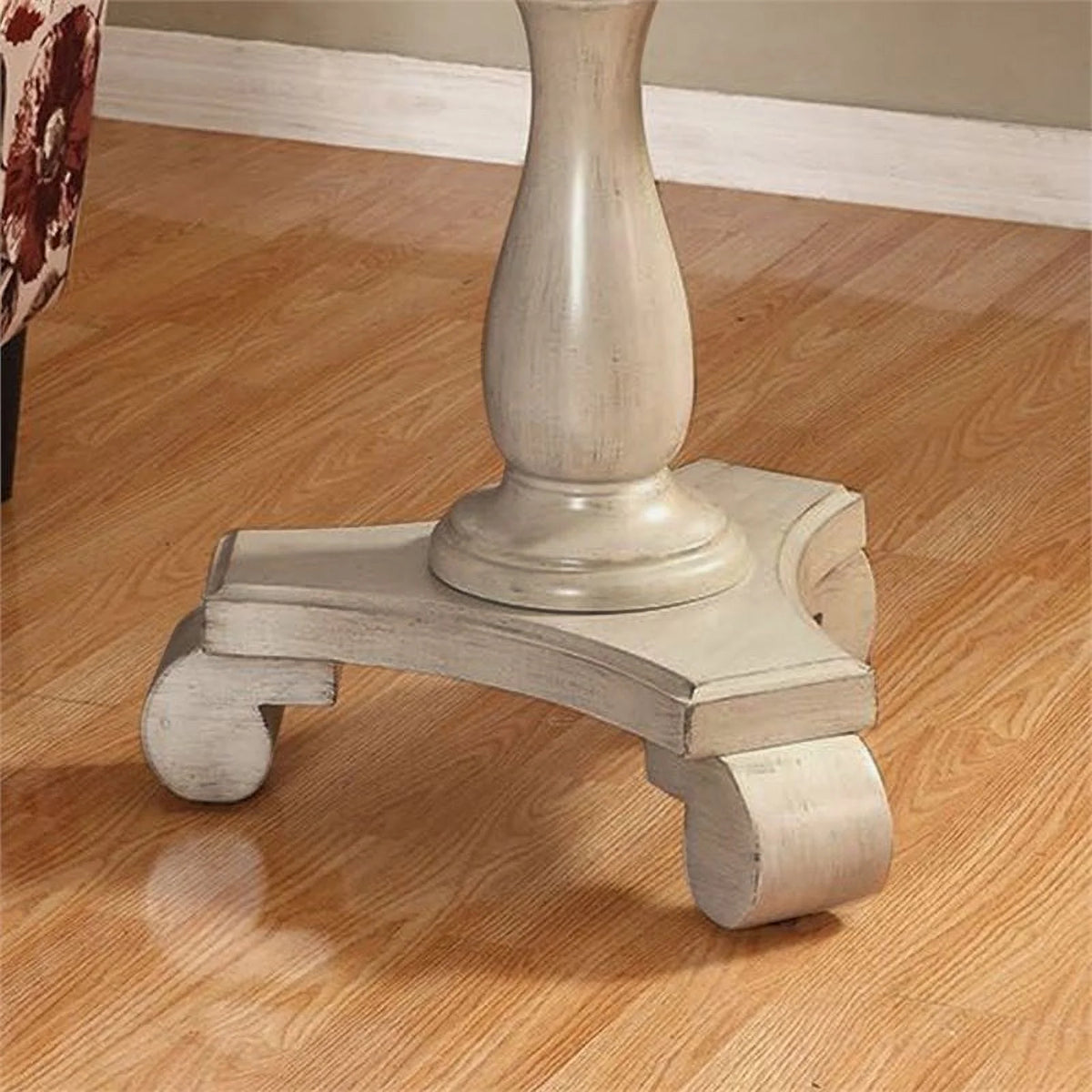 White Round Wood Pedestal End Table E7459