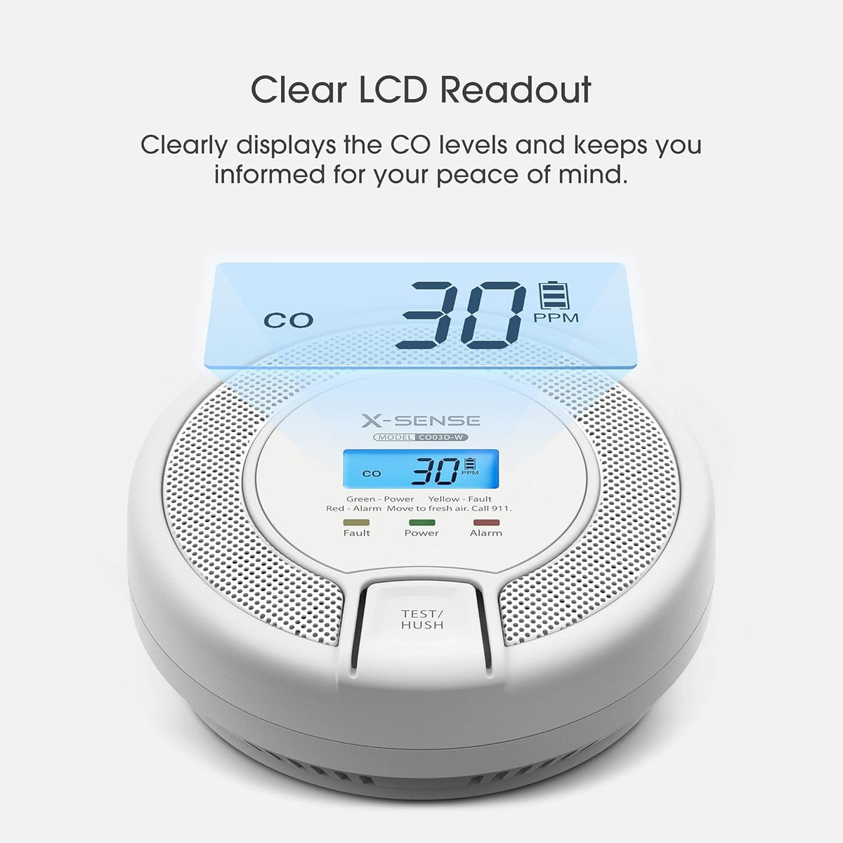 Wireless Interconnected Carbon Monoxide Detector, Replaceable Battery-Powered CO Alarm with Digital Display, Pack of 2 A147