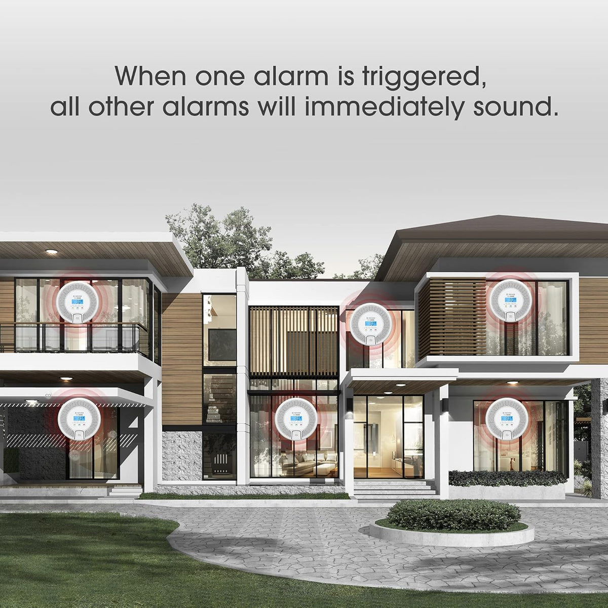 Wireless Interconnected Carbon Monoxide Detector, Replaceable Battery-Powered CO Alarm with Digital Display, Pack of 2 A147