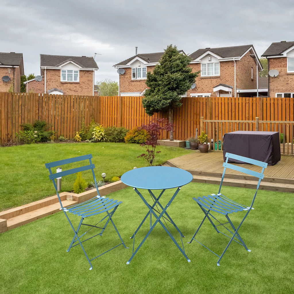 3 Piece Porch Furniture Set with Tea Table Blue V7917