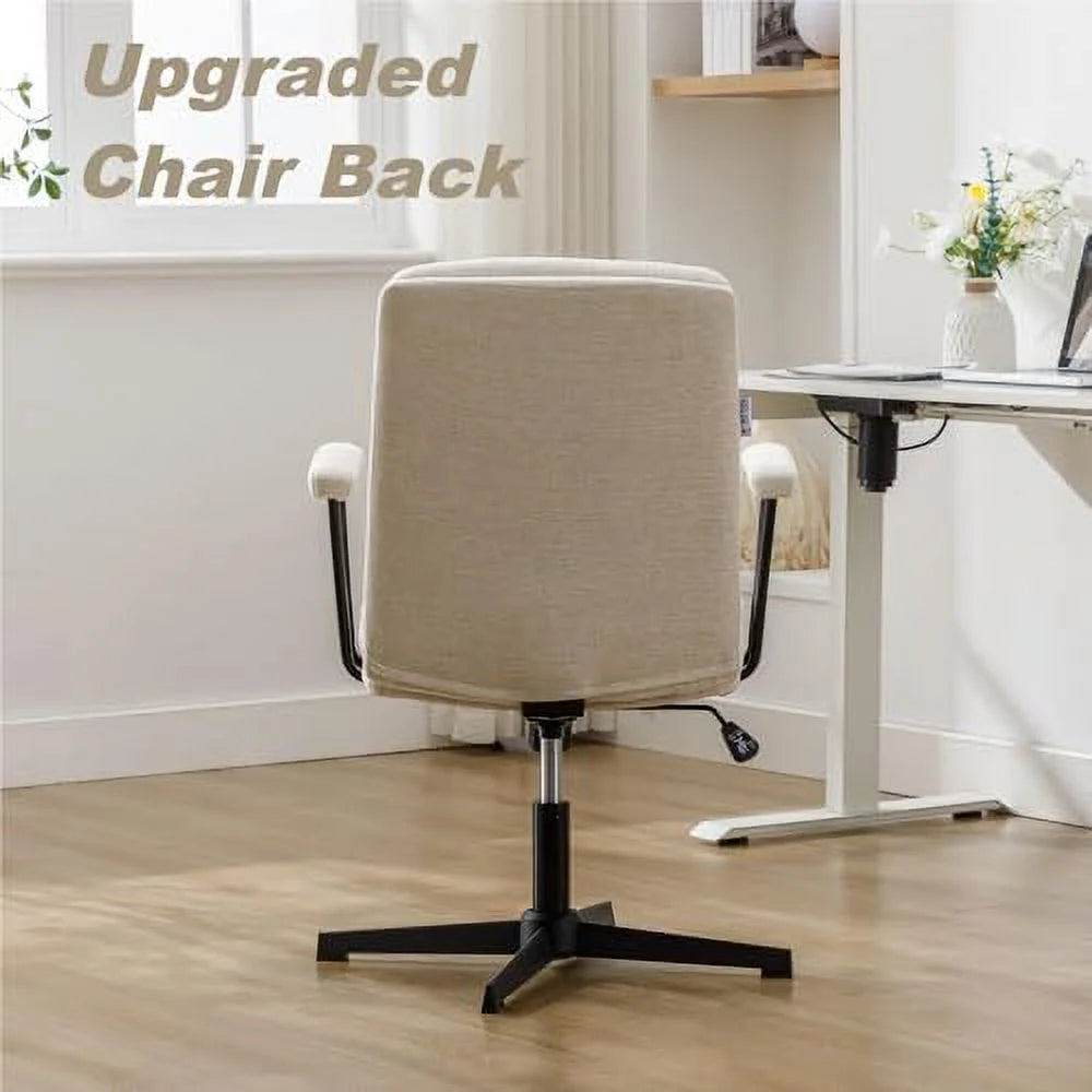 Linen Comfy Swivel Chair with Removable Padded Armrests E794