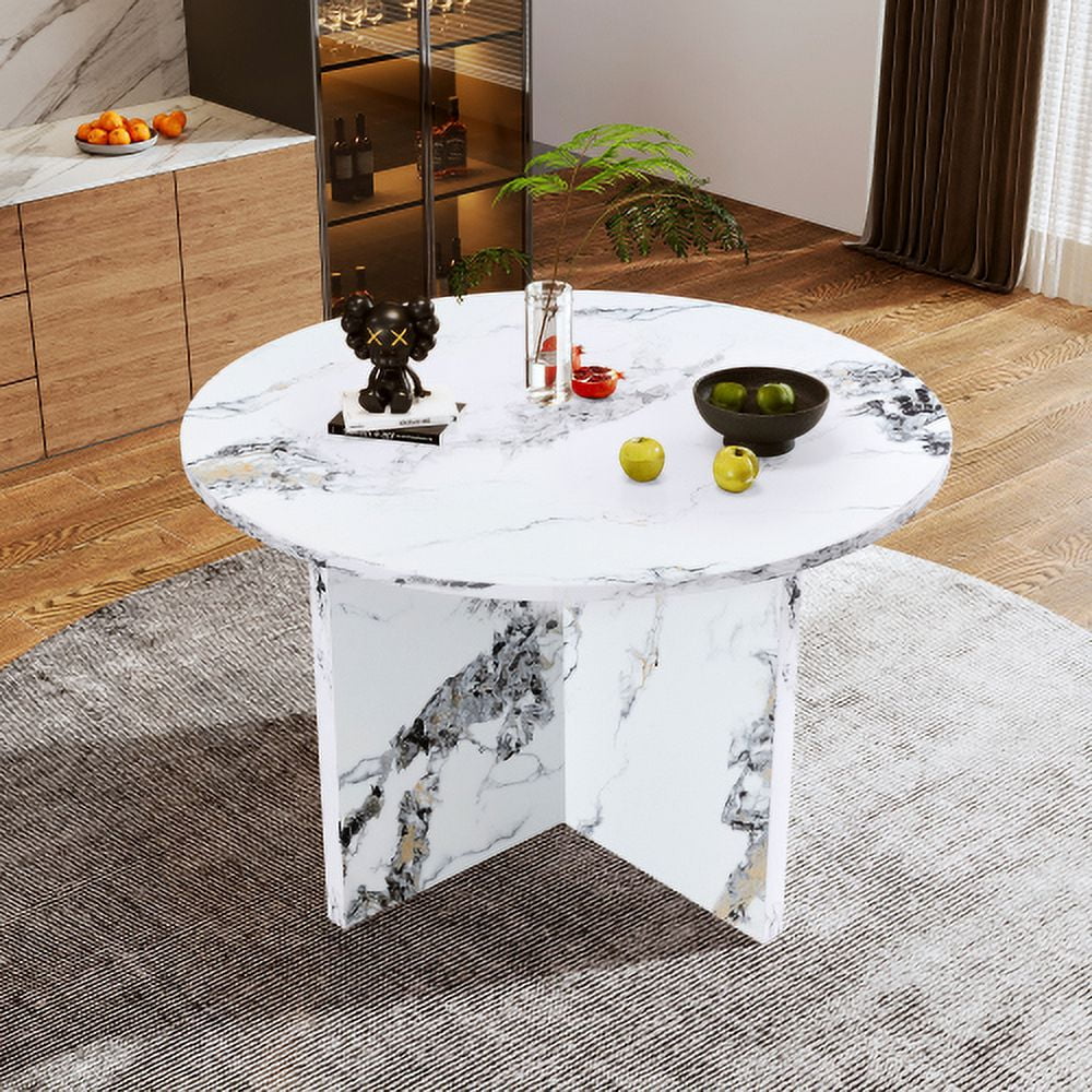 47 Inch Faux Marble Round Dining Table V1542