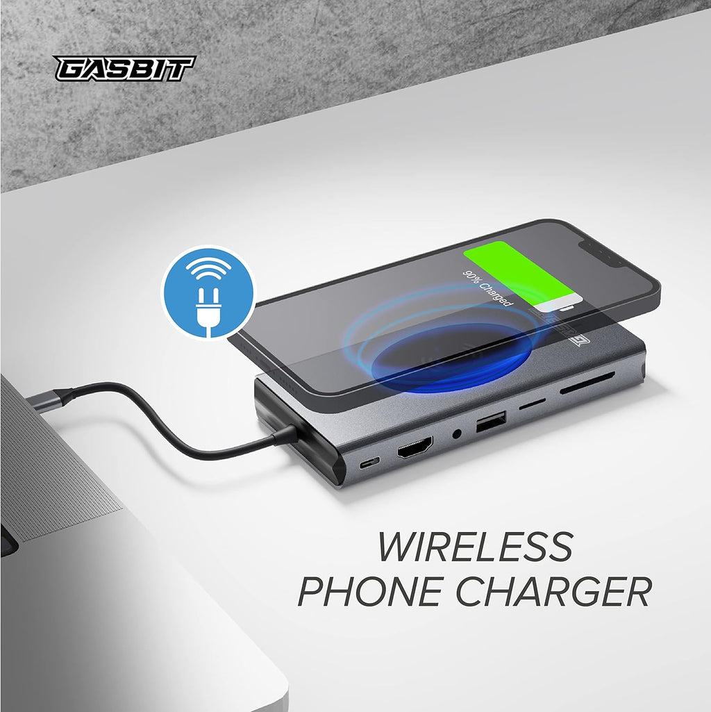 15-in-1 USB C Hub Multiport Adapter with Wireless Phone Charger D47235