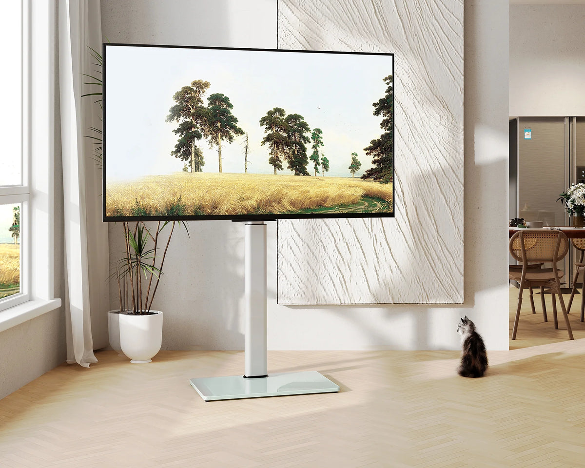 White Tempered Glass Floor TV Stand 32-65 Inch E363892