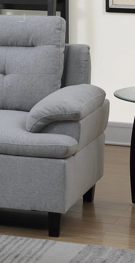 Grey Polyfiber Sectional Sofa with Ottoman and Storage Cushion Pillows A967312