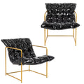 Black Faux Leather Sling Accent Chair Set of 2 P3147