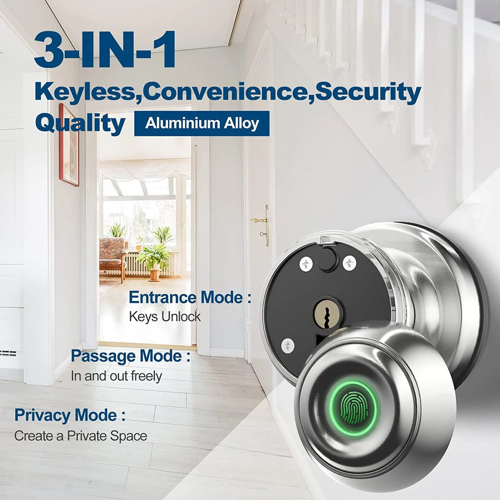 Smart Fingerprint Door Lock with App Control, Black Z51993