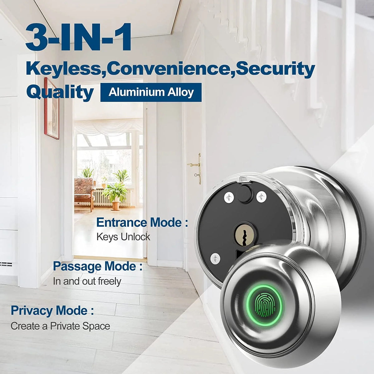Smart Fingerprint Door Lock with App Control, Black Z51993