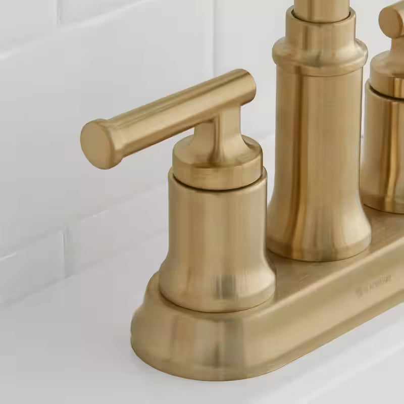 4 in. Centerset Double-Handle High-Arc Bathroom Faucet Matte Gold 2-Pack H81527