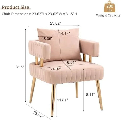 Velvet Small Accent Chair Set of 2 Orange Z396675