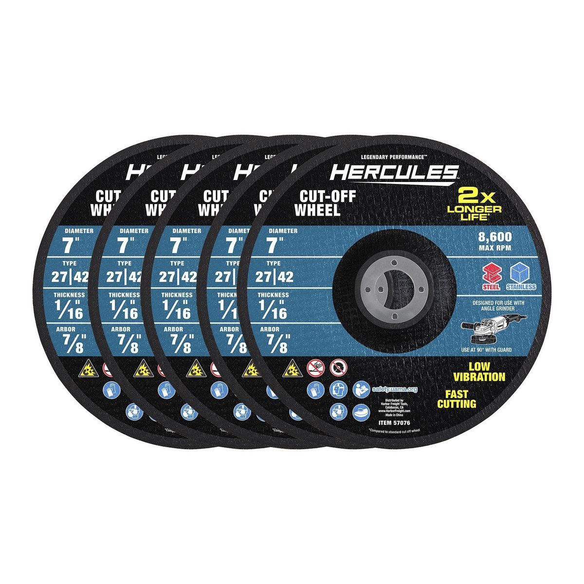 7 in. x 1/16 in. x 7/8 in. Type 27/42 Metal Cut-Off Wheel 5-Pack R126882