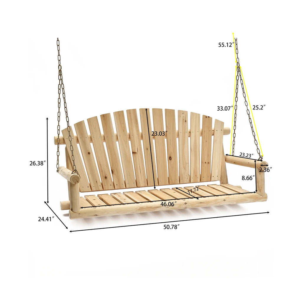 Unfinished Wood Porch Swing With Chains A626