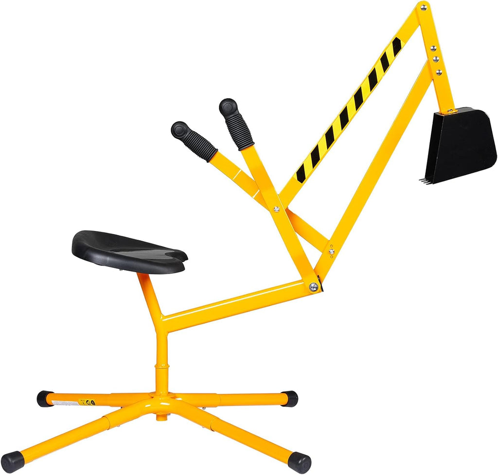 Ride On Excavator Sand Crane with 360° Rotation Seat, Steel Outdoor Play Toy (Yellow) Q178425