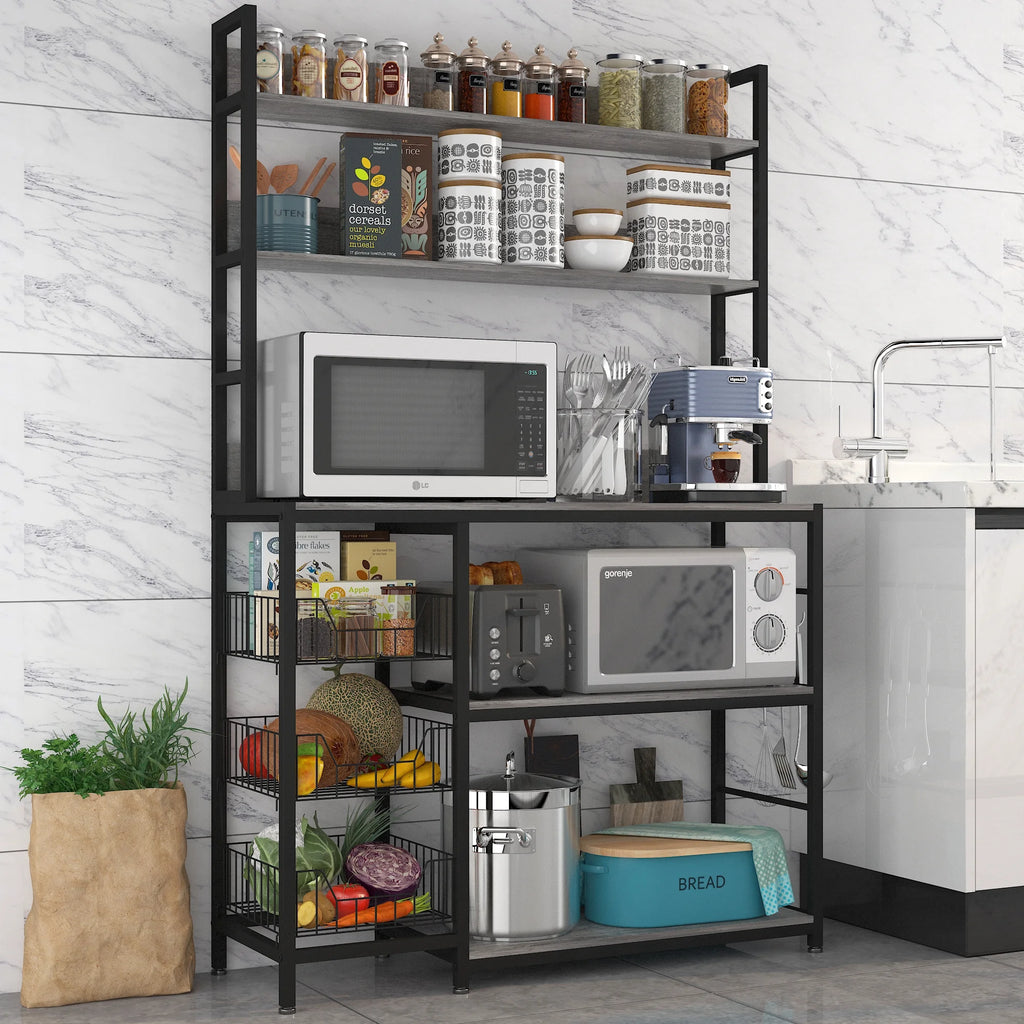 5-Tier Kitchen Bakers Rack with 3 Baskets R29411