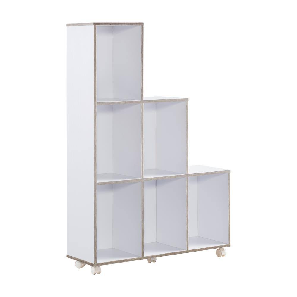 White and Distressed Taupe Bookcase N905709