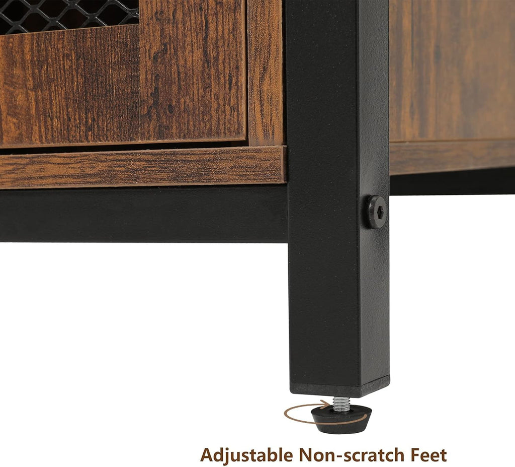 Rustic Brown TV Stand with Storage Shelves E834529