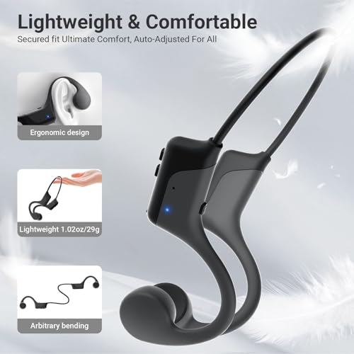 Bone Conduction Headphones IP55 Waterproof Sports Headset with Earplugs N18868
